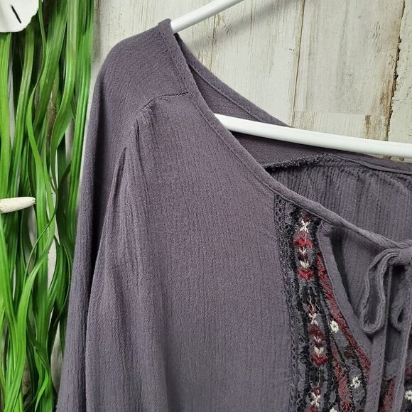 Knox Rose Boho Embroidered Rayon Blouse Lavendar Size Small - Picture 5 of 6